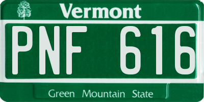 VT license plate PNF616