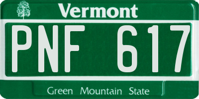 VT license plate PNF617