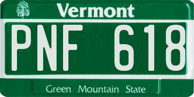 VT license plate PNF618