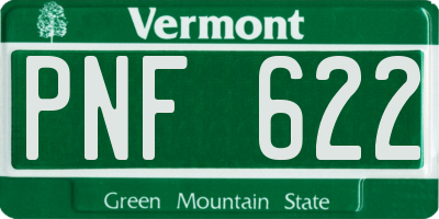 VT license plate PNF622