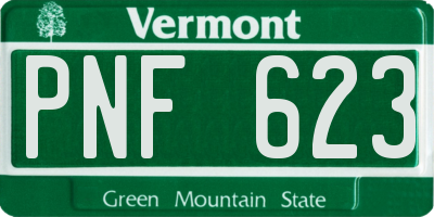 VT license plate PNF623