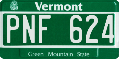 VT license plate PNF624
