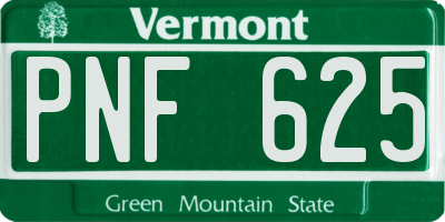 VT license plate PNF625