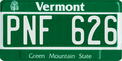 VT license plate PNF626