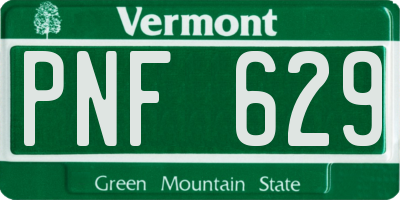 VT license plate PNF629