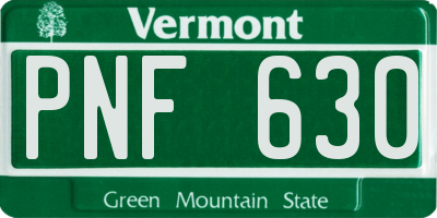 VT license plate PNF630