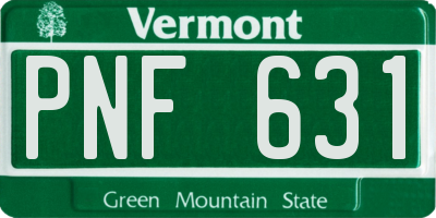 VT license plate PNF631