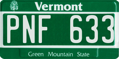 VT license plate PNF633