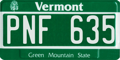 VT license plate PNF635