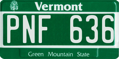 VT license plate PNF636