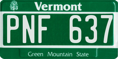 VT license plate PNF637