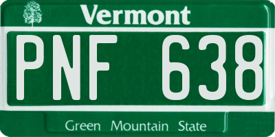VT license plate PNF638