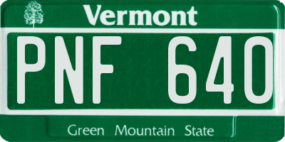 VT license plate PNF640
