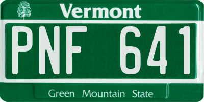 VT license plate PNF641