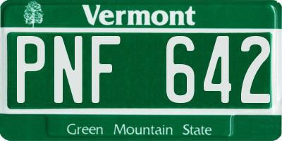 VT license plate PNF642