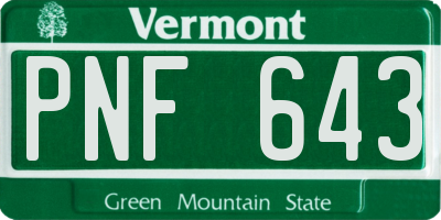 VT license plate PNF643
