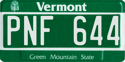 VT license plate PNF644