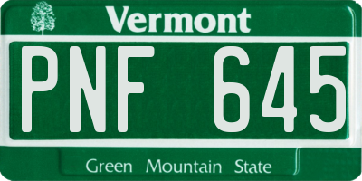 VT license plate PNF645