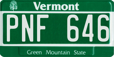 VT license plate PNF646