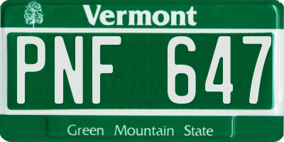 VT license plate PNF647