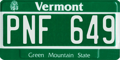 VT license plate PNF649