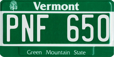 VT license plate PNF650