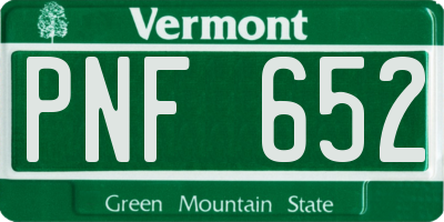 VT license plate PNF652
