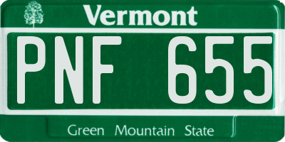 VT license plate PNF655