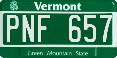 VT license plate PNF657
