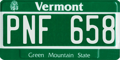 VT license plate PNF658