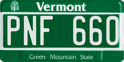 VT license plate PNF660