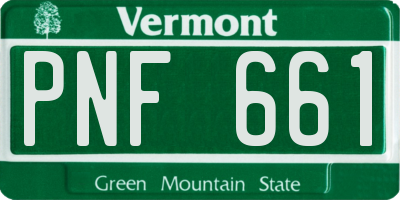 VT license plate PNF661