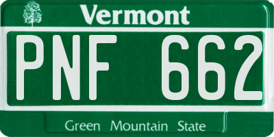 VT license plate PNF662