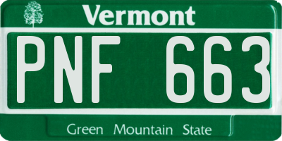 VT license plate PNF663