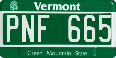 VT license plate PNF665