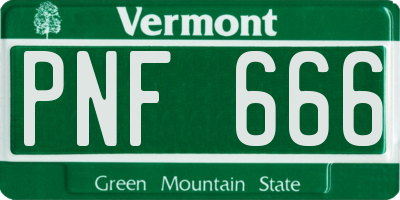 VT license plate PNF666