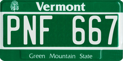 VT license plate PNF667