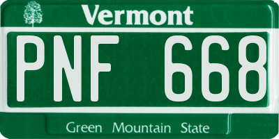 VT license plate PNF668
