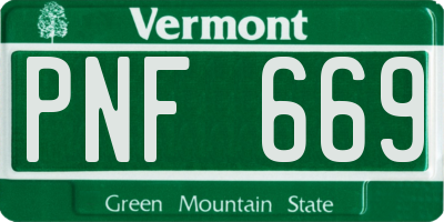 VT license plate PNF669