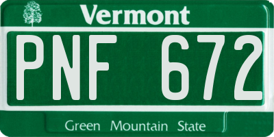 VT license plate PNF672