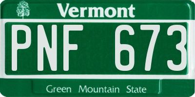 VT license plate PNF673