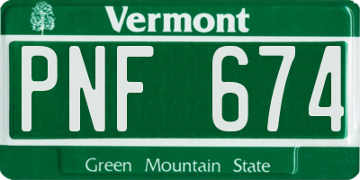 VT license plate PNF674