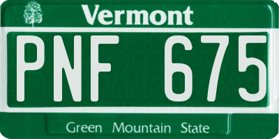 VT license plate PNF675