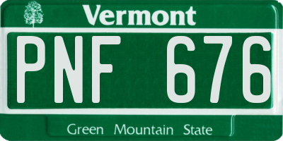 VT license plate PNF676