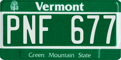 VT license plate PNF677