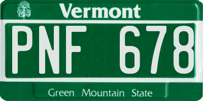 VT license plate PNF678