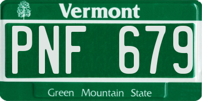 VT license plate PNF679