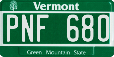 VT license plate PNF680