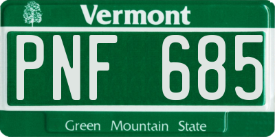 VT license plate PNF685