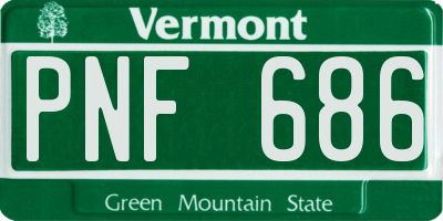 VT license plate PNF686